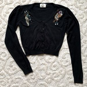 Banned Apparel Peacock Cropped Cardigan small
